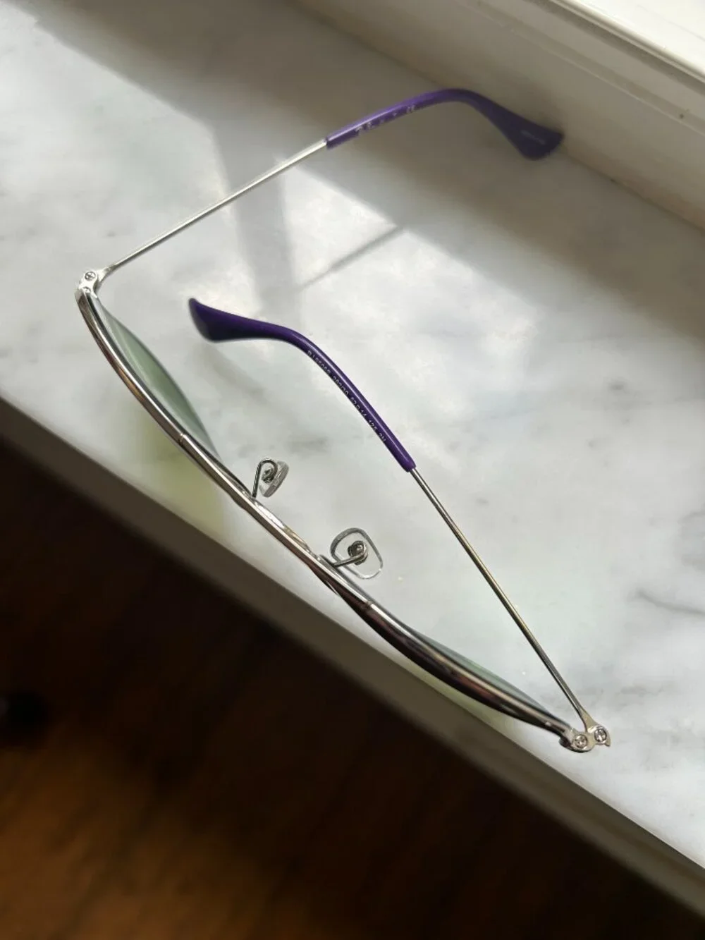 Girls Ray Ban Silver & Purple Framed Aviator Sunglasses